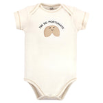Touched by Nature Unisex Baby Organic Cotton Bodysuits, Fortune Cookie, 3-6 Months