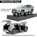 WAKAKAC Model Car 1/32 RAV4 Alloy Diecast Collectible Toy Car with Light and Sound Toy Vehicle Door Can Be Opened for Boys Kids Toddler Gift (Gray)