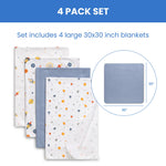 Delta Children 100% Cotton Flannel Baby Receiving Blankets for Girls and Boys – 30x30 Inches (Pack of 4), Space Exploration