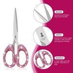 Koqye 7.68-Inch Red & Green Rhinestone Scissors - Bling Metal Cute Scissors for School, Office, Christmas, Crafting & Home - Decorative Sparkly Handle Paper Cutting Tool (Pink)
