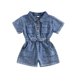 Ledy Champswiin Summer Toddler Girl Jumpsuit Shorts Little Girl Overalls Clothes Baby Jean Romper Jumpsuit One Piece Outfit (Blue, 12-18 Months)