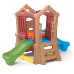Step2 Play Up Double Slide Climber, Kids Outdoor Playset, Backyard Playground Set, 2 Slides, Elevated Playhouse, Outside Jungle Gym, For Toddlers 2-6 Years Old