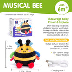 hahaland Baby Toy for 6 + 12 18 Months – Crawling Musical Dancing Bouncing Learning Bee Plush, Interactive Tummy Time Toy for 1 2 3 Year Old Boys Girls Birthday Gifts
