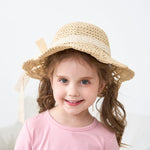 pureborn Baby Girls Straw Sun Hat - Wide Brim Sun Protection Beach Sun Hat with Chin Strap for Infant Girls 12-24 Months Khaki