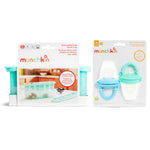 Munchkin® Silicone Baby Food Feeders and Baby Food Freezer Tray with Lid - Great for Self-Feeding and Baby Led Weaning, Mint/Blue