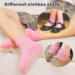 ANYANIME 6 Pairs Toddler Ruffle Socks for Girls Baby Grip Socks Non Slip Socks Cute Grippy Frilly