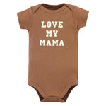 Hudson Baby Unisex Baby Cotton Bodysuits, Brown Navy Mamas Boy 3-Pack, 3-6 Months