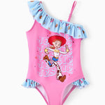 Disney Toy Story Cowgirl Jessie Girls Swimsuits UPF 50+ One Piece Bathing Suits Ruffle Hem Sport Summer Beach Swimwear Pink Quick Dry for Toddler Girls 2T
