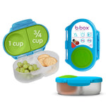 b.box Snack Box - Leakproof Mini Bento Box for Kids & Toddlers, 2 Compartment Snack Containers for Kids, Lunch Containers, Dishwasher Safe, BPA Free, PFAS Free, Ages 4m+, 1 3/4 Cup - Ocean Breeze