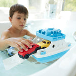 Green Toys Ferry Boat with Mini Cars Bathtub Toy, Blue/White, Standard