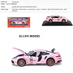 Toy Cars for Kids Age 3-8, Turbo S Alloy Diecast Model Car with Light & Sound, Toy Gifts with Display Base, Pull Back Sports RC Car Toys for Boys & Girls Pink