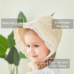 pureborn Baby Girl's Straw Hat Wide Brim Sun Protection Hat Summer Beach Hat with Chin Strap for Infant Girl 6-24 Months Beige