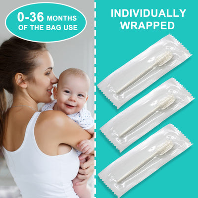 JJOVCE Baby Tongue Cleaner,Disposable Baby Mouth Cleaner, Soft Gauze Toohthbrush Newborn Oral Cleaning Stick Dental Care for 0-36 Month Baby (100)