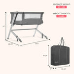 Dream On Me Skylar Bassinet and Bedside Sleeper, Adjustable Heights, Breathable Mesh Sides, Plush Mattress Pad, Wheels with Safety Locks & Tool-Free Assembly, Compact Fold & Travel Bag - Grey