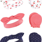 Hudson Baby baby-girls Cotton Headband and Scratch Mitten Set