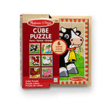 Melissa & Doug Farm Wooden Cube Puzzle with Storage Tray – 6-in-1 Animal Puzzle for Toddlers and Preschoolers – 16 Wooden Cubes – Farm Toy for Kids Ages 3+ - FSC Certified