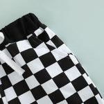 Toddler Baby Boy Girl Checkerboard Plaid Pants Elastic Waist Casual Trousers Spring Summer Short Pants(E-Black,12-18 Months)