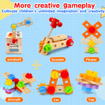 Mgtfbg Kids Tool Set - 29 PCS Wooden Toddler Tool with Box, Montessori STEM Educational Pretend Play Construction Toy for 2 3 4 5 6 Year Old Boys Girls, Best Birthday Gift