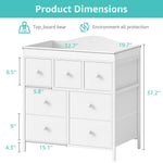 BOLUO Changing Table Dresser with Storage, Baby Dresser with Changing Table Top Diaper Changing Station with 7 Fabric Drawers for Nursery Modern
