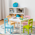 Costzon Kids Table and Chair Set, 5 Piece Wood Activity Table & Chairs for Children Arts, Crafts, Homework, Snack Time, Preschool Furniture, Gift for Boys Girls, Toddler Table and Chair Set (Pastel)