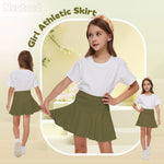 Neutocd Toddler Baby Girls Skirts Skorts Elastic Girl Pleated Skirts Kid Casual Stretch Waist Skater Skort Built in Shorts OliveGreen