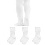 ZERULETS Baby Girl Tights Non Slip Skid Cable Knit Leggings Stockings Cotton Thick Warm Pantyhose for Toddler 3 Pack（White, 4-6y