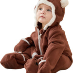 PATPAT Fleece Hooded Footed Clothes, Soft Warm Footie Covers, Car Seat Friendly, Easy Zip,Cute Romper Newborn Infant Jumpsuit