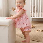 Jecson Infant Girl Outfits Newborn Baby Girl Summer Clothes 12-18 Month Girl Clothes Sleeveless Ruffle Top And Bloomers Shorts Set