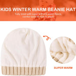 Toddler Winter Beanie Hat, Infant Winter Warm Knit Fleece Lined Cap for Girls Boys with Pom Pom for 0-36 Months 2 Packs