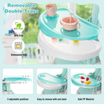 BABY JOY High Chair for Babies & Toddlers, Foldable Highchair with Adjustable Backrest/Footrest/Seat Height, Double Removable Trays, Detachable Seat Cushion, 4 Lockable Wheels (Green)