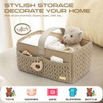 LUKJOJO Luxurious Baby Diaper Caddy, Nursery Storage Basket for Newborn Essentials, Travel Baby Basket for Diapers Baby Wipes, Organizer Tote Bag Storage Bin, Baby Shower Gifts(Beige)