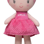 Baby Starters Plush Baby Doll with Rattle, Brunette Olivia, Pink, 9 inch