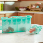 Munchkin® Silicone Baby Food Feeders and Baby Food Freezer Tray with Lid - Great for Self-Feeding and Baby Led Weaning, Mint/Blue