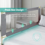 UWRVH Bed Rails for Toddlers，Toddler Bed Rails，Bed Rail for Baby - Adjustable Height Bed Guard with Child Safety Lock, Universal Fit for King/Full/Twin Beds (Grey, 1 Side 82.5Inch)
