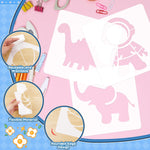 24PCS Stencils for Kids, 8 inches Large Stencils for Painting Crafts Reusable Stencil Washable Drawing Primary Shape Stencil Template for Paper Fabric Wall