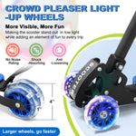 Kick Scooter for Kid 3-5 5-7,LED Lighted 3 Wheels,Folding Scooter, Lean to Steer,Adjustable Height,Widen Anti-Slip Deck, Heavy Duty Metal Toddler Scooters for Boys Girls 3-8 up to 150 LBs