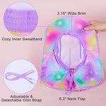 Kids Sun Hat UV Protection Summer Beach Play Hats Wide Brim Neck Flap for Girls Boys, Yellow Pink, 2-9 Years