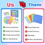 Brightway Sensory Mats Play Kit | Tiles for Floor or Wall Panel | 12" x 12" Pads, Toys & Balls for Kids with Autism | Classroom Must Haves for Toddlers & Children