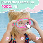 Vvinca 2 Pcs Kids-Swim-Goggles with Nose Cover, Swimming Diving Mask Wide View Anti Fog UV Anti Shattered Lens for Kids 3-6