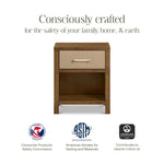 Namesake Eloise Assembled Nightstand in Natural Walnut and Performance Sand Eco-Weave Drawer Upholstery, Upper Drawer with Lower Shelf, Greenguard Gold Certified