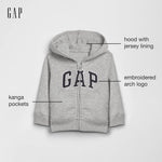 GAP baby boys Logo Zip Hoodie Sweatshirt, Red Wagon, 6-12 Months US