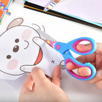 Zicolu Kids Scissors Set, Safety Children Scissors with Blunt-Tip Floral Print Blade and Soft Grip, Great for DIY, Arts, Home, School Classroom Use, Blue/Purple/Yellow