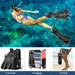 Snorkel Fins, Swim Fins with Adjustable Buckles, Open Heel, Travel Size Short Flippers for Snorkeling, Swimming and Scuba Diving, Diving Fins with Mesh Bag for Adult Men Women Kids