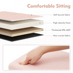 B FSOBEIIALEO Small Storage Ottoman Cube Sherpa Ottomans Foot Rest, Foldable Boucle Ottoman, Faux Teddy Fur, Pink 12.6"x12.6"x12.6"