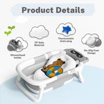 AVIDOR Baby Bathtub,Collapsible Bathtub for Newborn to Toddler,Durable Essential Infant Bath Tub,Portable Travel Baby Tub with Soft Cushion,No-Slip Hanging and Detachable(Grey)