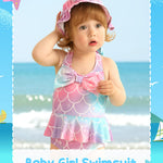 0-3 Months Baby Girl Swimsuit One Piece Bathing Suit Baby Girl Little Mermaid Swimwear Summer Cute Bikini Set Newborn Baby Girl Halter Bathing Suit