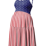 GINKANA 4th of July Dress Maternity Dress Spaghetti Straps American Flag Summer Maternity Swing Dress,American Flag 2,S