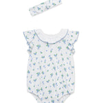 Little Me Clothes for Baby Girls' Blueberry Bubble with Headband, White/Blue, 12 Months