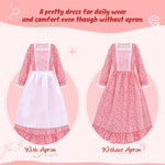 Meland Pioneer Dress for Girls - Colonial Floral Costume with Bonnet, Apron & Purse, Pionner Outfit for Girls 3-12 Years