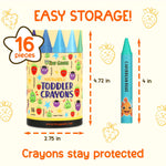 TinyGeeks Jumbo Crayons (16 Colors) – Non-Toxic, Washable, Easy-to-Hold Art Supplies for Toddlers and Kids – Perfect for Travel, Learning, and Creative Play